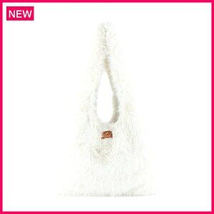 Large Faux Fur Handbag, Plush Winter Purse with Zippered Compartment, Shoulder